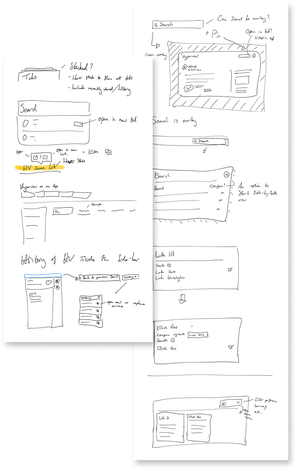 Early vision sketches and ideation